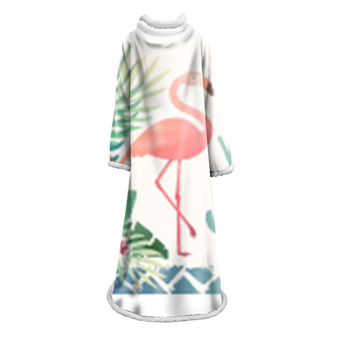 Image of Flamingo Blanket With Sleeves-3D Digital Printed Blanket Robe
