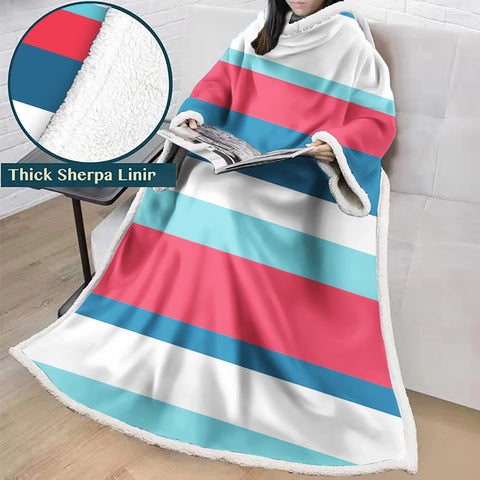 Image of 3D Digital Printed Blanket With Sleeves-Geometric Designs Blanket Robe