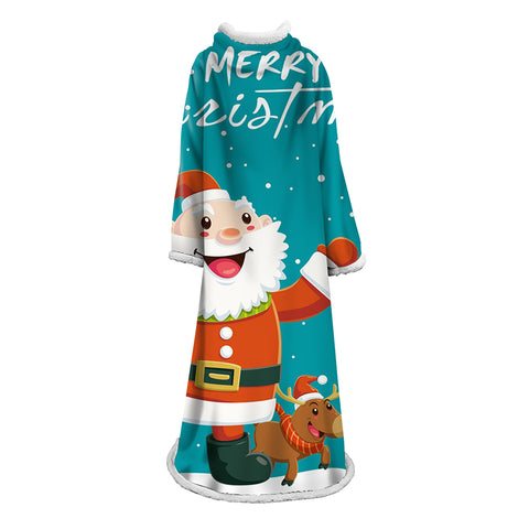 Image of 3D Digital Printed Blanket With Sleeves-Christmas Series Blanket Robe