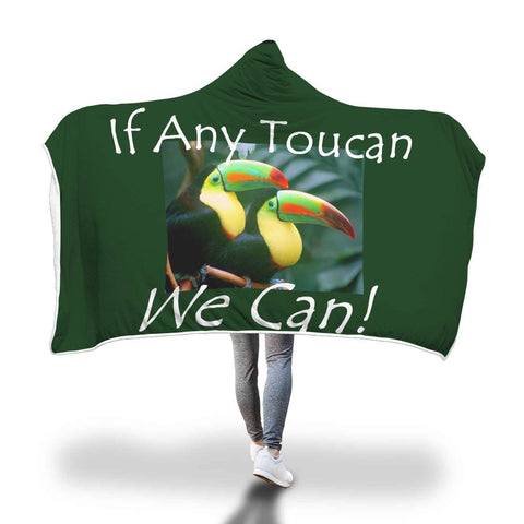 Image of Yes We Can Hooded Blanket - Bird Green Blanket