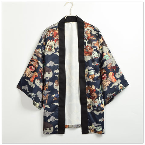Image of Japanese Kimono Jacket Yukata Unisex Cardgain Short Outwear Coat
