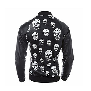 Men's Motorcycle Zipper Outwear Skull Leather Jacket