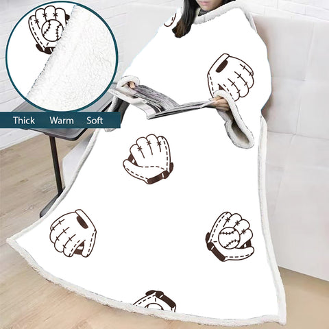 Image of 3D Digital Printed Sports Blanket With Sleeves-Baseball Blanket Robe