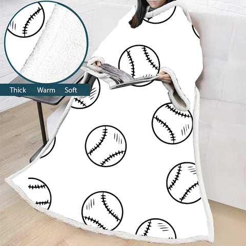 Image of 3D Digital Printed Sports Blanket With Sleeves-Baseball Blanket Robe