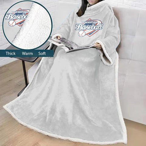 Image of 3D Digital Printed Sports Blanket With Sleeves-Baseball Blanket Robe