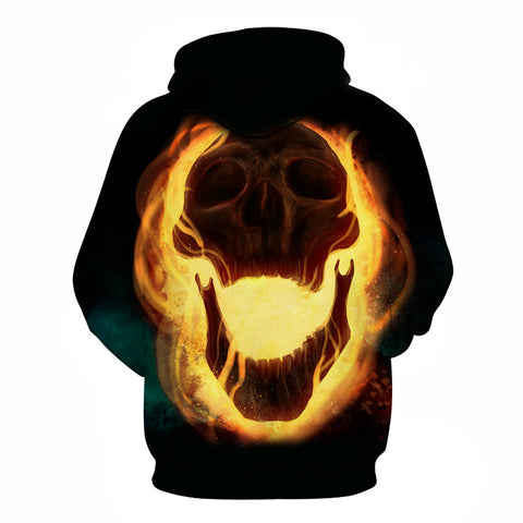 Image of Halloween Devil Burning FireworksSkull 3D Printed Hoodie