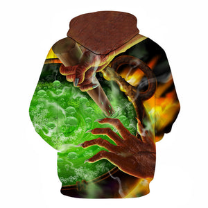 Devil 3D Print Halloween Green potion Hoodie