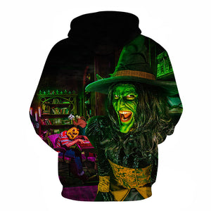 Halloween Green Face Devil 3D Printed Hoodie