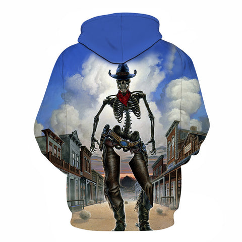 Image of Halloween Devil Skull  The Cowboy Style 3D Printed Hoodie