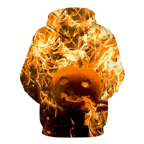 Image of Halloween Afire Pumpkin Lamp 3D Printed Hoodie
