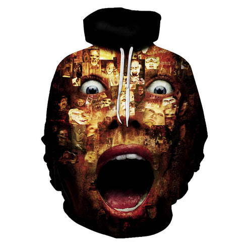Image of Halloween Big Face Screaming Devil 3D Printed Hoodie