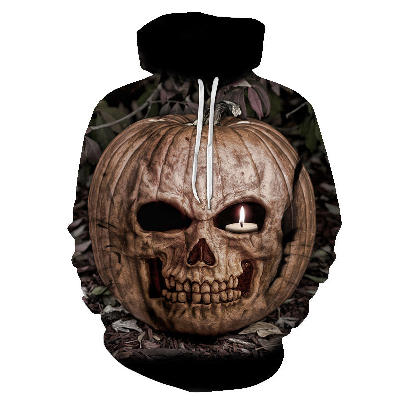 Halloween Skull of Pumpkin Lamp 3D Printed Hoodie