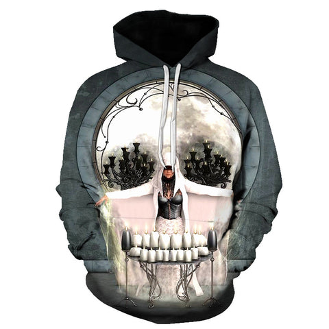 Image of Halloween Devil White Skull 3D Printed Hoodie