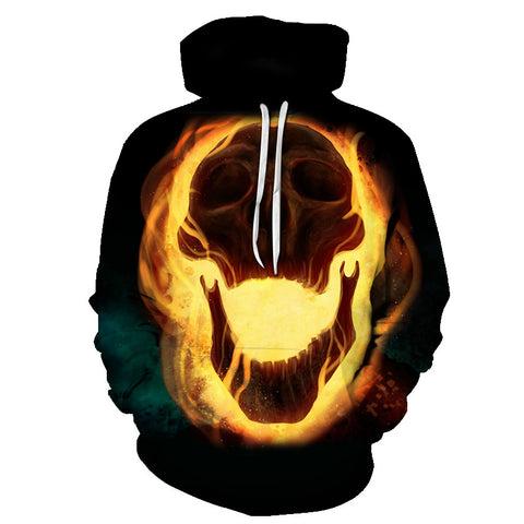 Image of Halloween Devil Burning FireworksSkull 3D Printed Hoodie