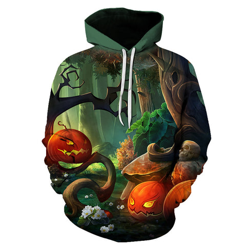 Image of Halloween Jungle Party Pumpkin Lamp 3D Printed Hoodie