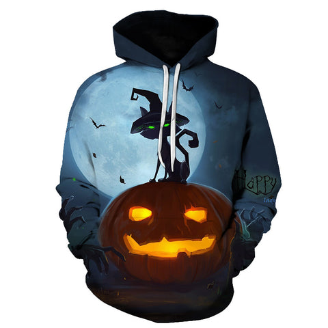 Image of Halloween Full Moon Pumpkin Lamp 3D Printed Hoodie
