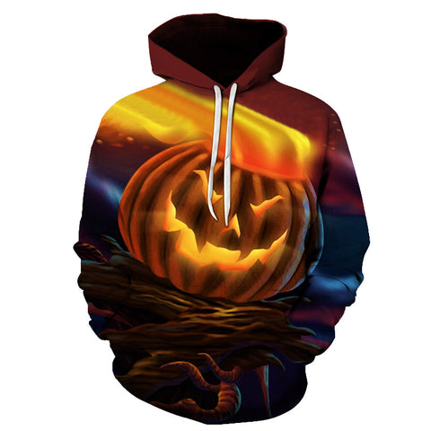 Image of Halloween Fire Hat Pumpkin Lamp 3D Printed Hoodie