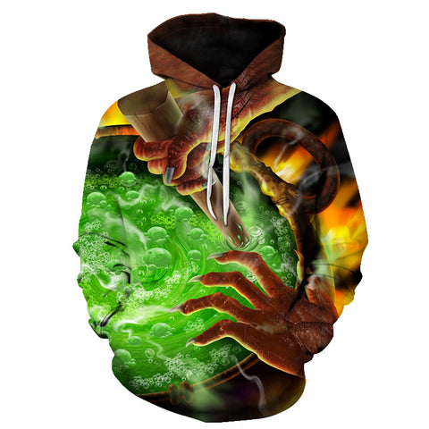 Image of Devil 3D Print Halloween Green potion Hoodie