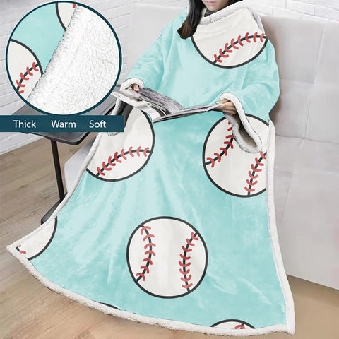 Image of 3D Digital Printed Sports Blanket With Sleeves-Baseball Blanket Robe