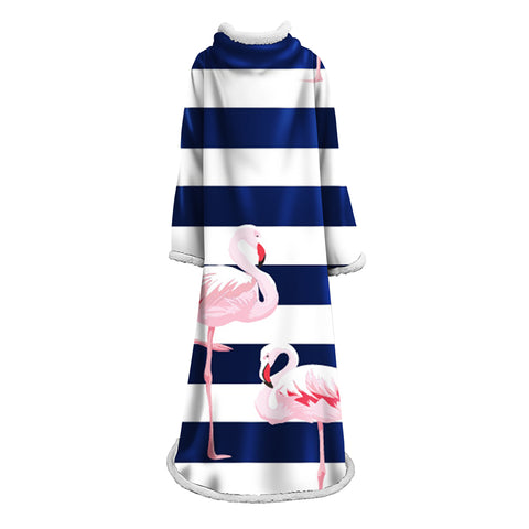 Image of Flamingo Blanket With Sleeves-3D Digital Printed Blanket Robe