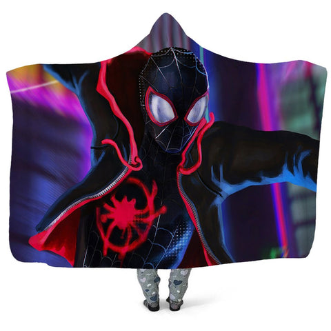 Image of Spider-Man Hooded Blanket - Handsome Black Spiderman Blanket