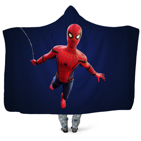 Image of Spider-Man Hooded Blanket - Little Spiderman Blue Blanket