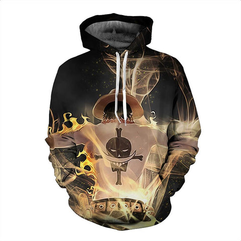 Image of One Piece Hoodie - Portgas D Ace Pullover Hoodie