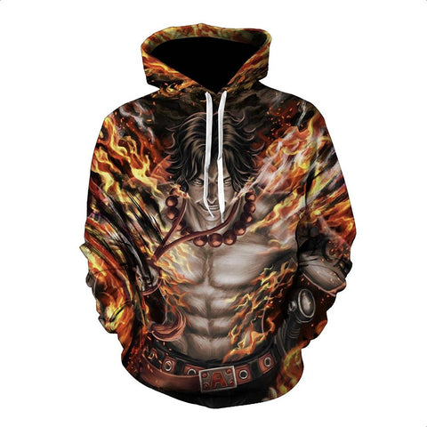 Image of One Piece Hoodie - Portgas D Ace Pullover Hoodie CSSO020