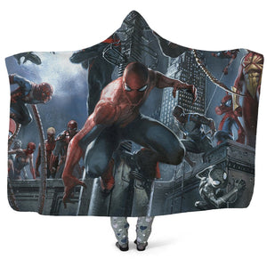 Spider-Man Hooded Blanket - Multiple Spiderman Black Blanket