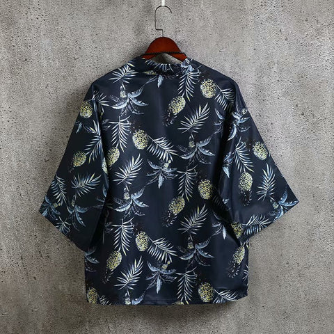 Image of Men Summer Japanese Style Loose Cotton Kimono Fashion Jacket