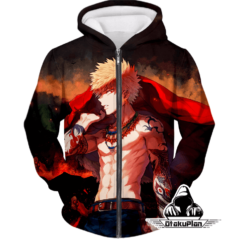 Image of My Hero Academia Handsome Hero Fan Made Bakugo Katsuki Cool Anime Promo Hoodie MHA097