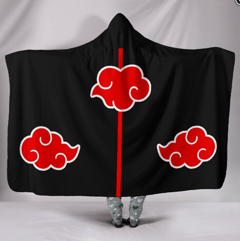 Image of Naruto Akatsuki Hooded Blanket - Red Cloud LOGO Blanket