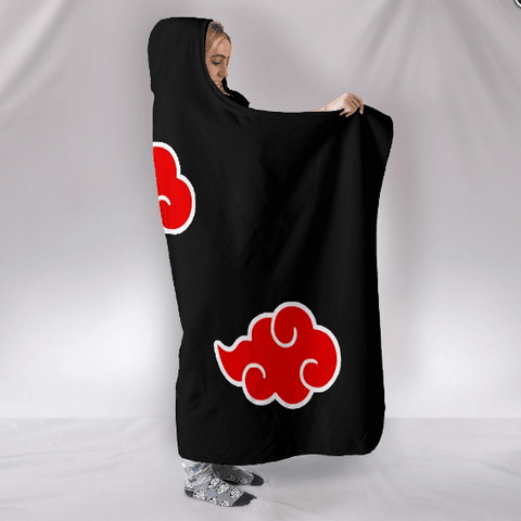 Image of Naruto Akatsuki Hooded Blanket - Red Cloud LOGO Blanket