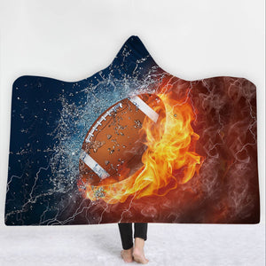 Football Hooded Blanket - Football Water And Fire Blanket