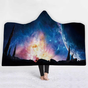 Galaxy Hooded Blanket - Universe Black Blanket