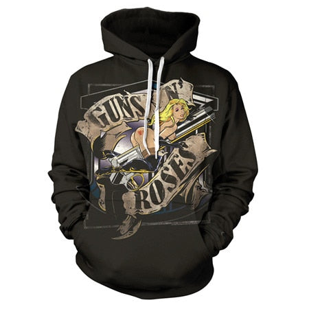 Image of New Music Hoodies—— Guns N' Roses Unisex 3D Print Hoodies with Sexy Girl