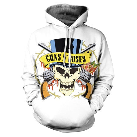 Image of New Music Hoodie——Guns N' Roses 3D Print “Skull in a Top Hat” Hoodies