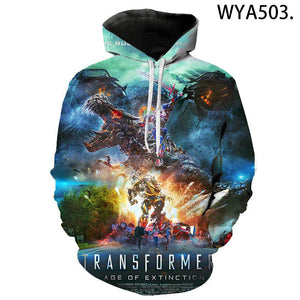 Movie Transformers 3D Printed Hooded Sweatshirts Streetwear Hoodies