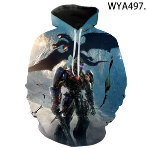 Movie Transformers 3D Printed Hooded Sweatshirts Streetwear Hoodies