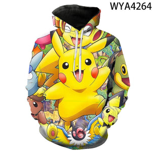 3D Printing Fashion Pokemon Hoodies - Cartoon Anime Sweatshirt Pullover