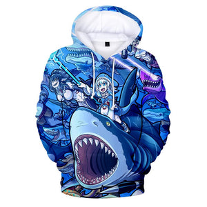 Gawr Gura 3D Print Hoodies - Anime Fashion Sweatshirt Pullover