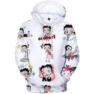 Fashion 3D Print Betty Boop Pullover Sweatshirts Hoodie