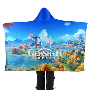 Game Genshin Impact Flannel Hooded Blanket