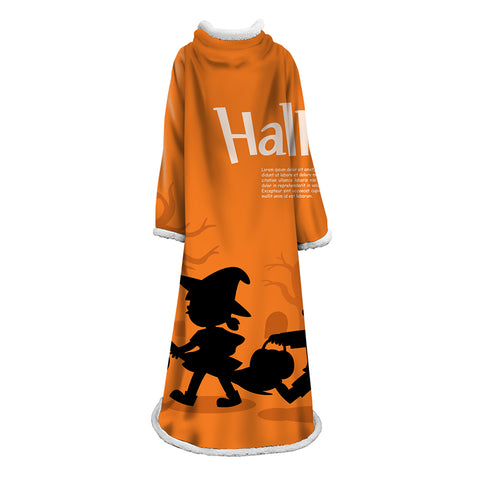 Image of 3D Digital Printed Blanket With Sleeves-Blanket Robe Halloween Party
