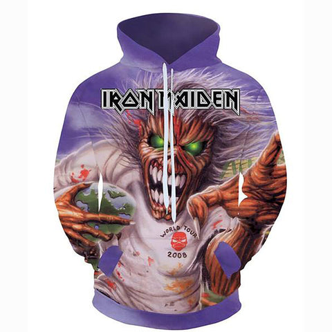 Image of Iron Maiden Hoodie Sweatshirt - Unisex Real Dead One 3D Print Hoody Jacket
