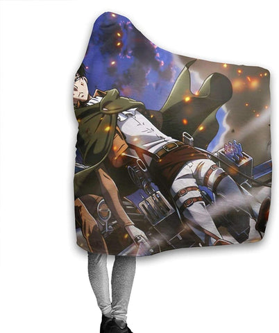 Image of Attack On Titan Levi Ackerman Sword Blanket - Flannel Hooded Blanket