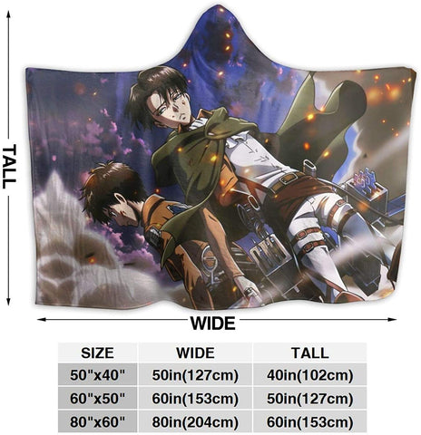 Image of Attack On Titan Levi Ackerman Sword Blanket - Flannel Hooded Blanket