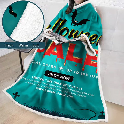 Image of 3D Digital Printed Blanket With Sleeves-Blanket Robe Halloween Party