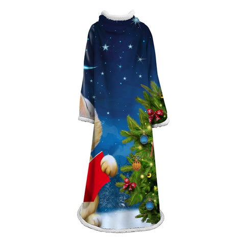 Image of 3D Digital Printed Blanket With Sleeves-Christmas Series Blanket Robe