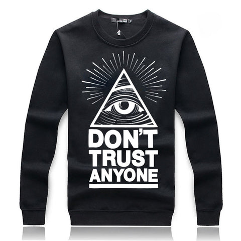 Image of Men's Sweatshirts - Men's Sweatshirt Series DON'T TRUST ANYONE White Icon Fleece Sweatshirt